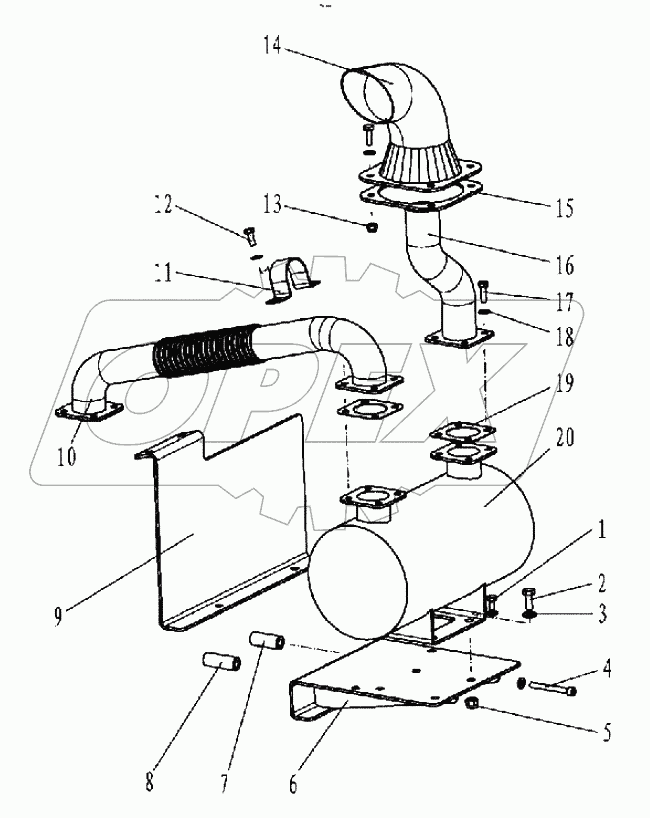  Exhaust system 00771107121000000 (with engine Perkins)