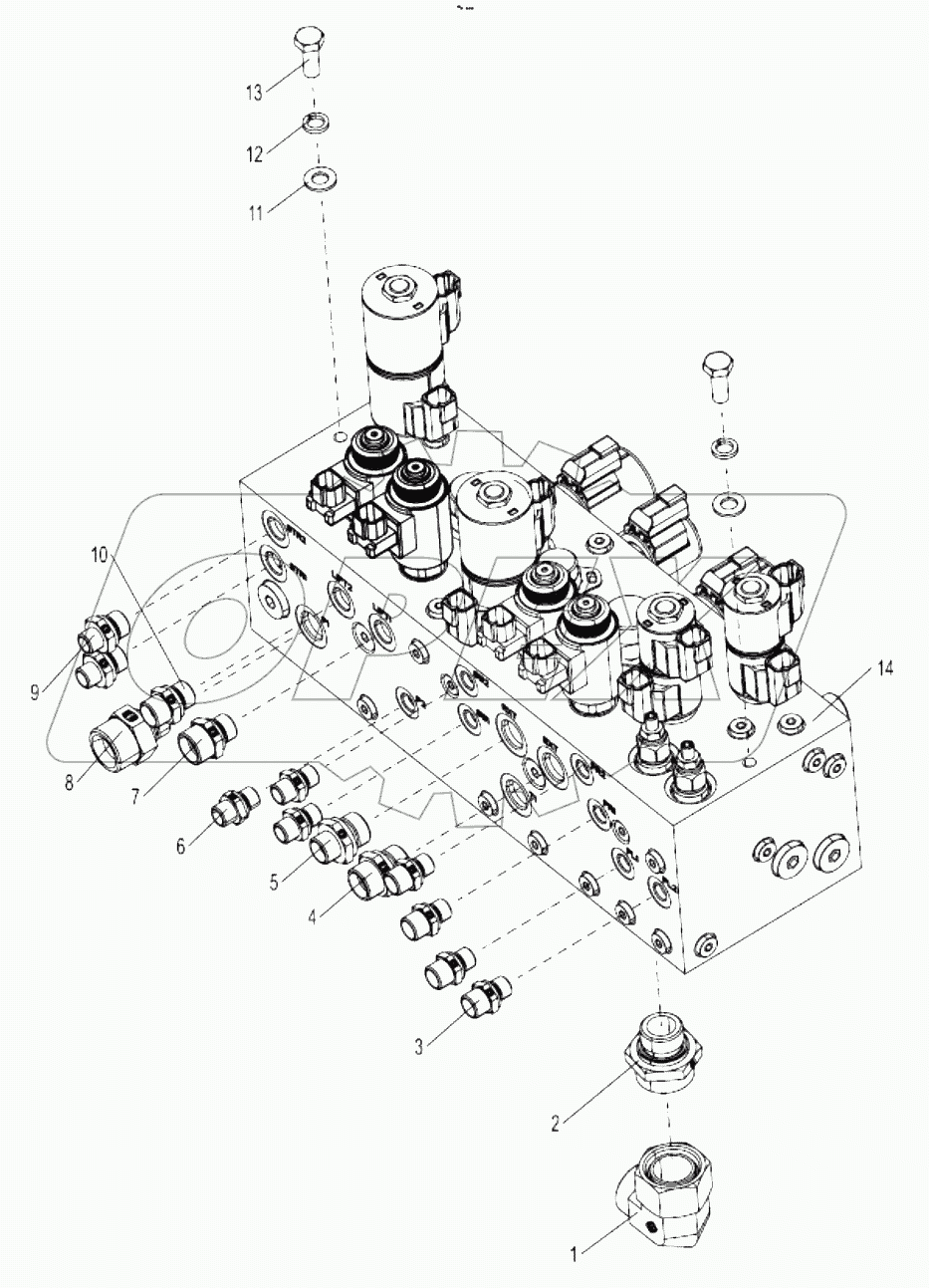  Turntable hydraulic components mounting (Main valve) 00771105200800000