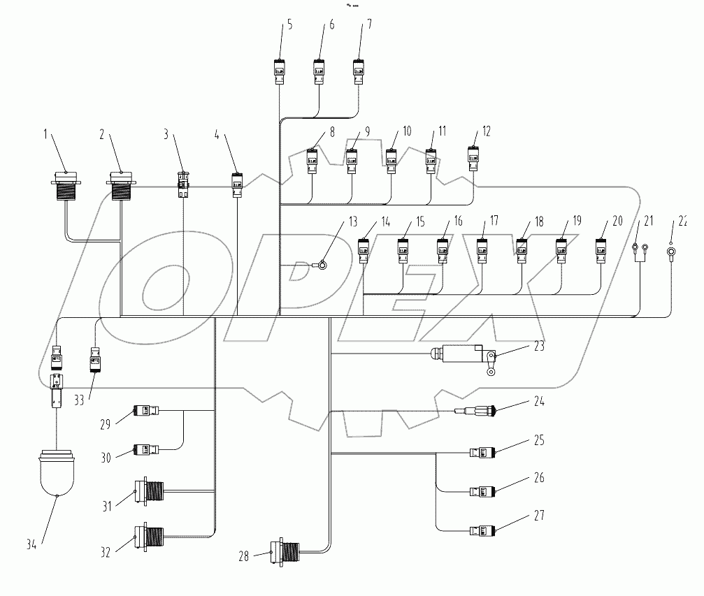  Turntable cables 00771106210410000 (with engine Perkins) Terminal component