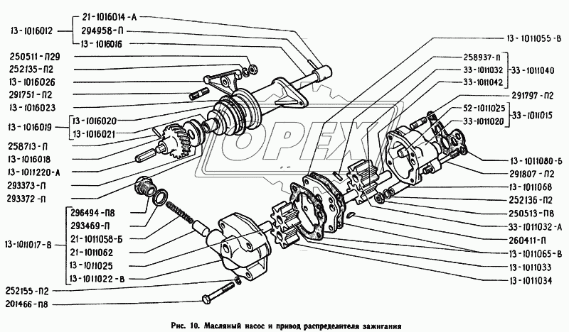 Масляный насос и привод распределителя зажигания