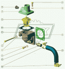 245-1306040 Корпус ЗИЛ-5301 термостата в сборе ММЗ; в сборе (с крышкой, термостатом и штуцером) штуц.под шланг Ф20/Ф36 ММЗ
