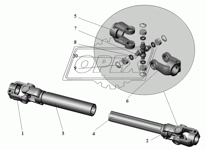 5336-3444052 Шарнир L=120 карданный верхний крестовина (под трубу); под вал ф36 БААЗ