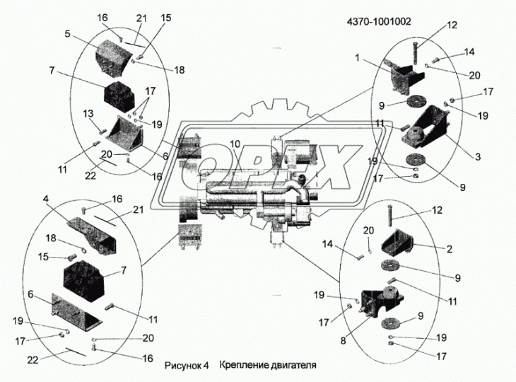 4370-1001023 Кронштейн опоры двигателя МАЗ; (с подушкой) ТАИМ