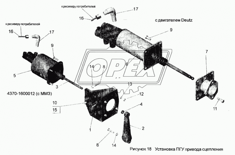 4370-1602715-060 Кронштейн сцепления (чугун) L=280 4отв.ф8,3отв.ф10,1отв.ф78 угловой,КПП МАЗ 4370 МАЗ