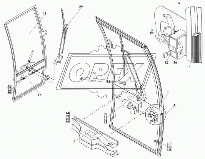 211.55.33.001 Стекло лобовое для погрузчика Амкодор 211, верхнее