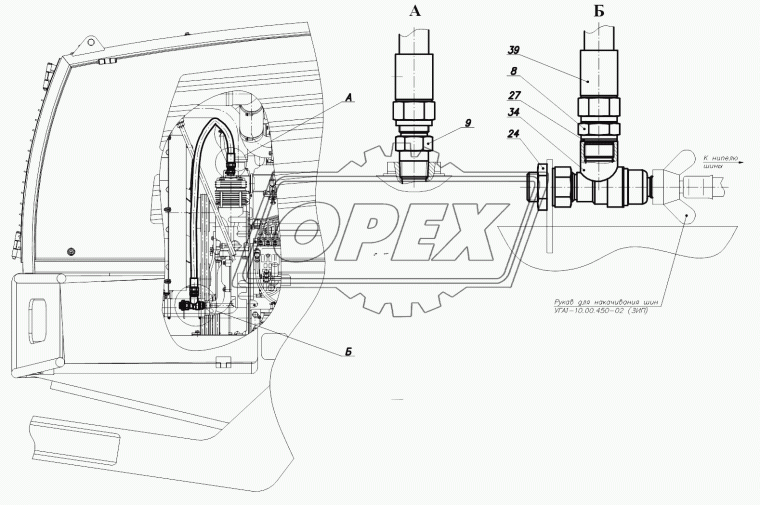 8114.00.00.000 Клапан накачки шин (Рвнутр=М22х1,5/М22х1,5; Рнаруж=М16х1,5) без клапана ZB 3167 КАМАЗ