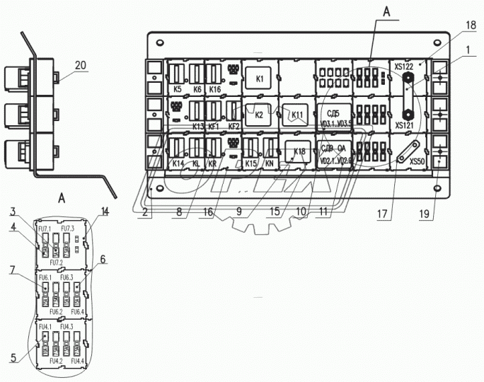 753.3777-01 Реле переключающее 5-ти контактное б/кронштейна 12/6А, 24В МАЗ (903.3747-01) АВАР