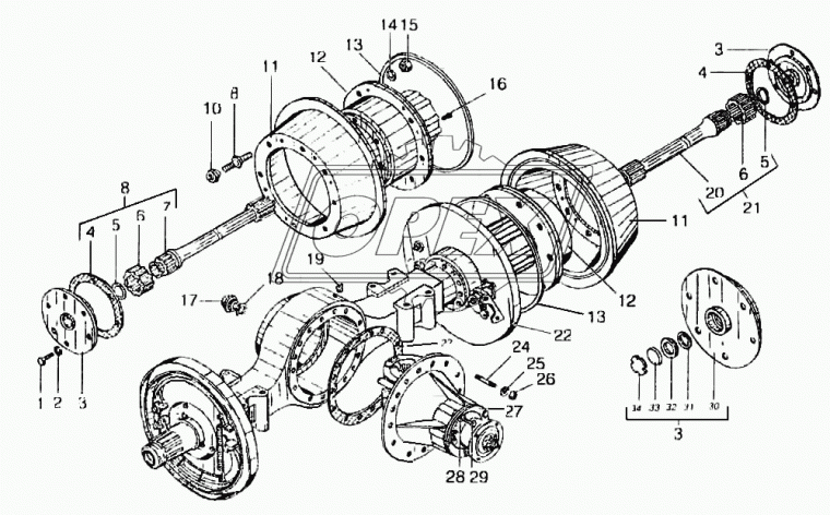 ТО-33.05.14.400 Полуось ТО-33.05.14.400 прав. в сб. 1020 мм 22х18 АМКОДОР