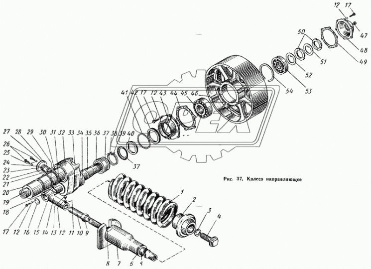 Т4.32.106 Пружина стяжная L=575 (9вит.) dвитка=42 ф115х200 ГОСТ 18793-80 Белорецк