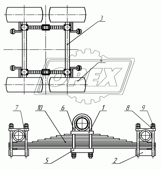 9554-2912012-10 Рессора п/прицепа (10 листов) (L=1450 мм.) (ОЗТП г. Орск) МАЗ