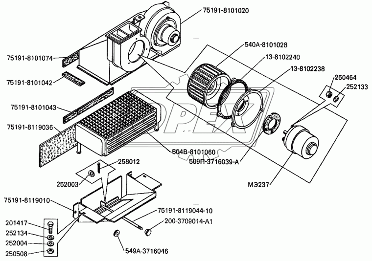 509П-3716039-А Прокладка (РТИ) ф32х73; 2отв.ф7/2отв.ф5, электродвигателя отопителя кабины МАЗ