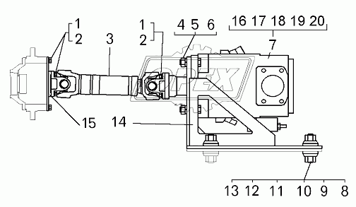 41735-4201010-11 Вал карданный АМКОДОР,БелАЗ,РЖД (L=446+87 мм., АМКОДОР333В,342А привод ГМП, БелАЗ-75131 привод ПН, ж/д вагоны привод генератора) БЕЛКАРД