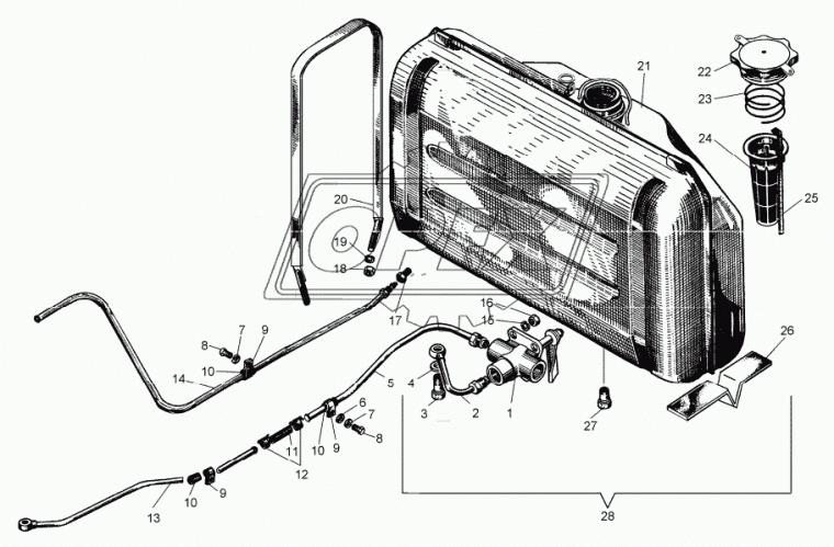 50-25-264СП Фильтр (сетка) ф46/ф70 L=160 топливного бака /дизель/ 160А ЧТЗ