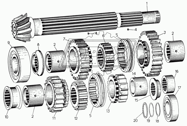50-12-224СП Вал нижний в сборе Т-130 ЧТЗ