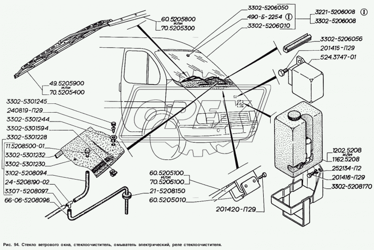 3302-5206008-01 Стекло ветровое (лобовое) ГАЗЕЛЬ /трипл/ 1661х881