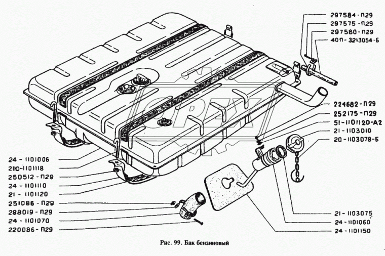 21-1101120 Прокладка (картон) L=740 S=30; без отверстий, для ленты топливного бака Волга ГАЗ