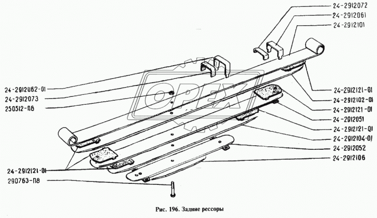 24-2912073 Прокладка (РТИ) L=155 S=25 хомута задней рессоры 4 листа ГАЗ