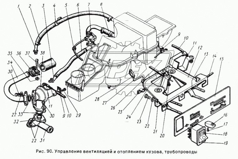 3102-8120030 Шланг (патрубок) ф16х25 L=870 без наконечников отопителя подводящий (600х0х0) ГАЗ