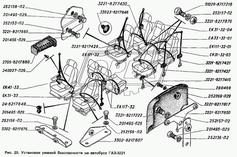3221-8217222 Болт С/И М12х18х1,25 Р=12 К=17 крепления ремней безопасности ГАЗ-3221 (23х0х0) ГАЗ
