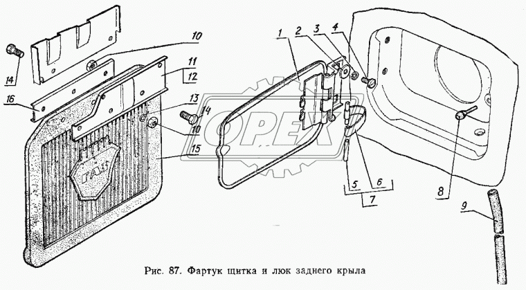 3102-8404318 Пластина (сталь) L=160х54 3отв.ф7 щитка заднего крыла правая (94х165х5) ГАЗ