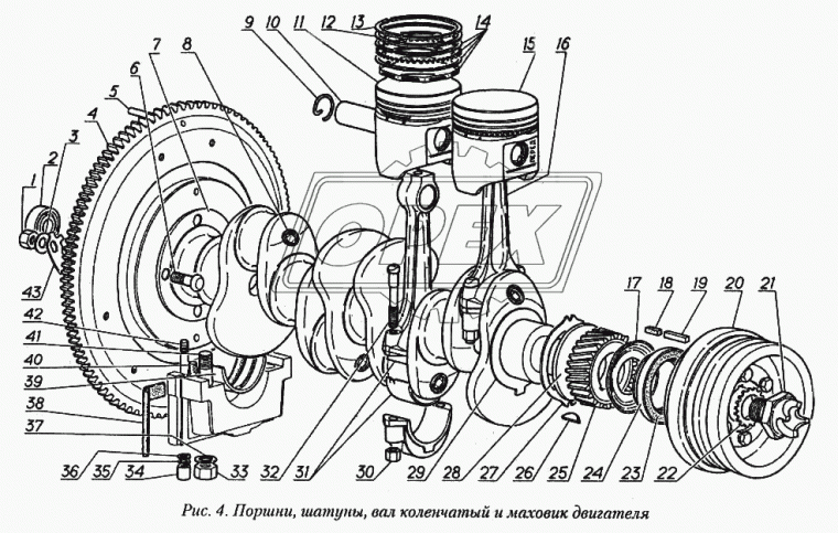 4022.1005050 Шкив коленвала 2руч. шпонка ф37/ф170 клиновой ремень,со ступицей (без ГУРа) ЗМЗ