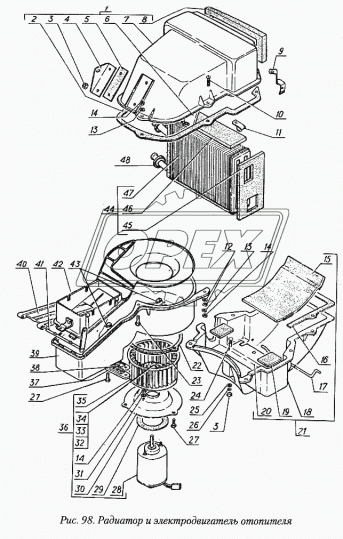 31029-8101178 Электродвигатель (мотор) 12В 40ВТ с вентилятором ф140; фишка 2 плоск.клеммы, отопителя ГАЗ-24,3102,3110,31105,Волга ГАЗ