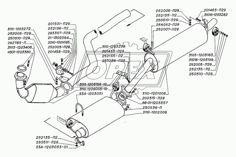 31113-1203406 Шпилька М10 L=50 Р1=20х1,5/26х1 ГОСТ 22038-76 (0х0х52) ГАЗ