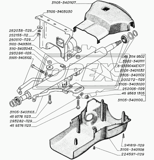 31105-3401032 Вал рулевого управления L=625 с втулкой (625х0х0) ГАЗ