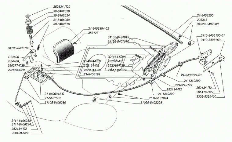 298318 Пистон крепления уплотнителя (сталь) L=16 L1=14 без шляпки проволоч. (16х9х13) ЭТНА