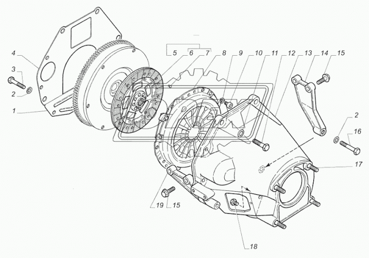 2217-1601090 Диск сцепления MF 240ведущий (корзина) с кожухом ГАЗ