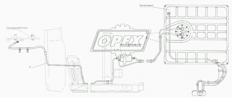 31105-1104128-20 Трубка со шлангом от фильтра к топливораспределителю (1881х1100х445) ГАЗ