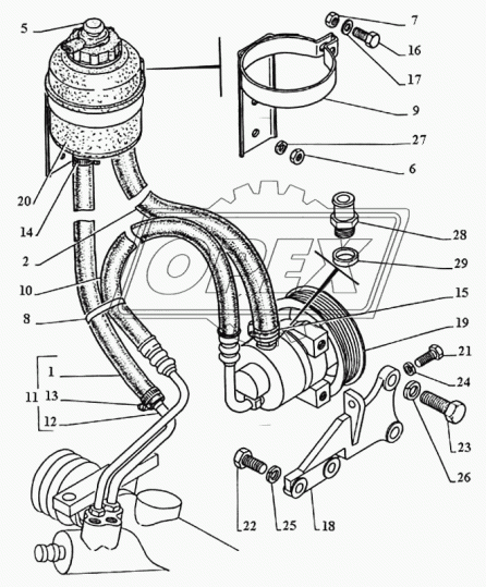 3111-3408150 Рукав ВД (шланг) L=890 Ш=М14+К14/Ш=М14+К14 с трубкой, ГУРа нагнетательный ГАЗ
