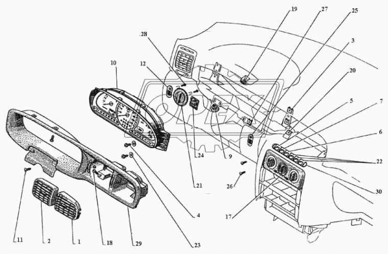 2003.3769 Переключатель света центральный Газель,Соболь Н/О АвтоАрматура