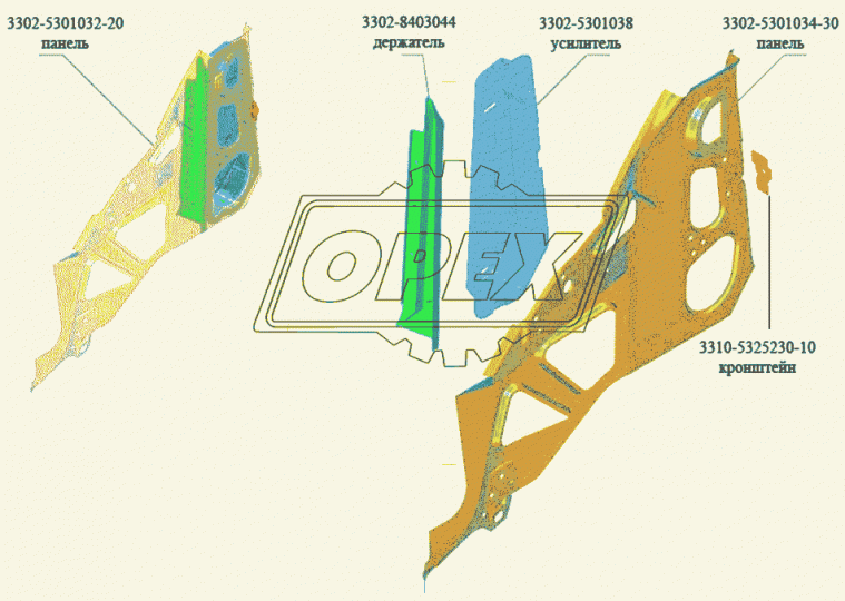 3302-5301038 Усилитель боковой панели передка правый ГАЗ