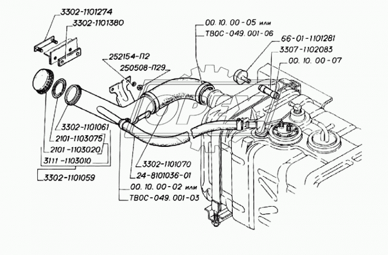 3111-1103010 Пробка (крышка) топливного бака ф68/Рвнутр=М60х2 h=22 c/b (0х0х22) ГАЗ