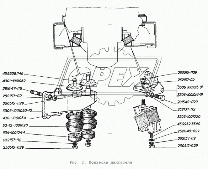 3306-1001015-01 Кронштейн (чугун) L=200х190 4отв.ф12,4отв М10х1,75,4отв М8х1,5 передний левый ГАЗ