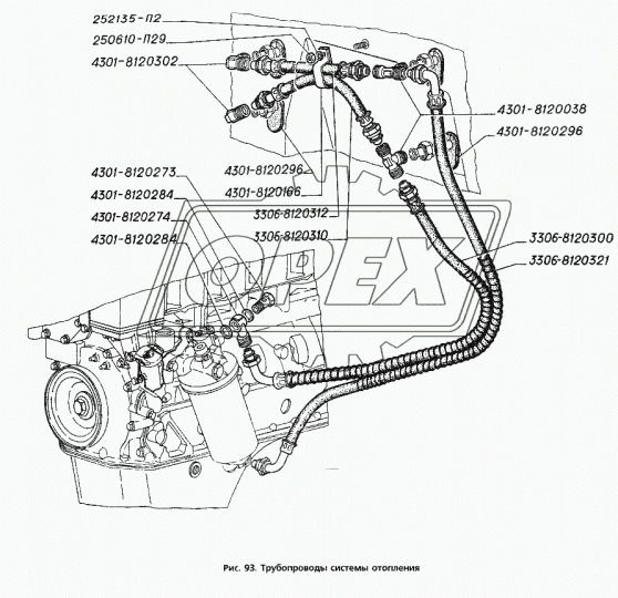 3306-8120300 Шланг тормоз. ф25 L=815 Г=М24+К30/Г=М24+К30 отопителя