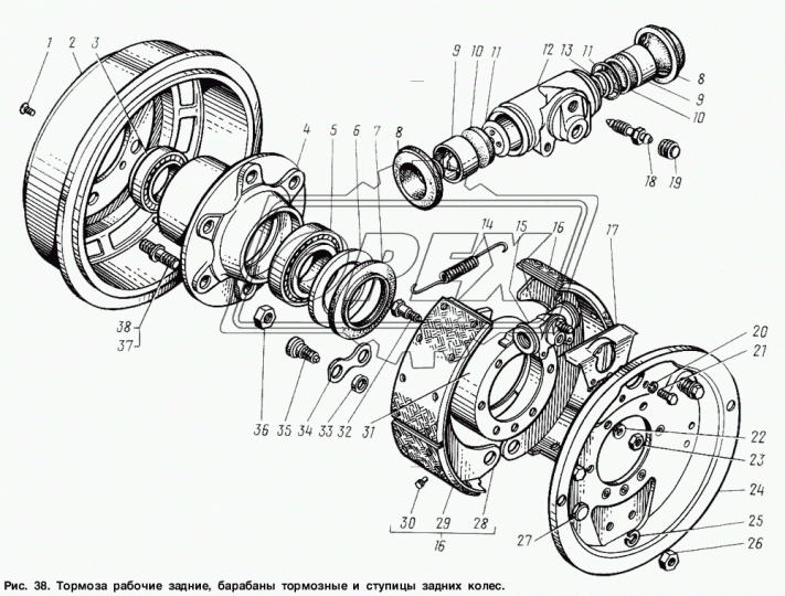 3307-3502011 Тормоз задний левый или правый ГАЗ-3307, 53 на любую сторону (0х0х116) ГАЗ