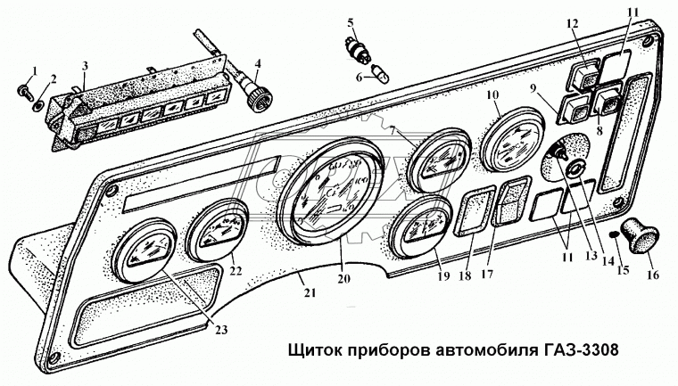 3832.3710-02.04М Выключатель-кнопка 12v 4контакта света противотуманных фонарей ГАЗ, ЗИЛ, УАЗ, КАМАЗ АВАР