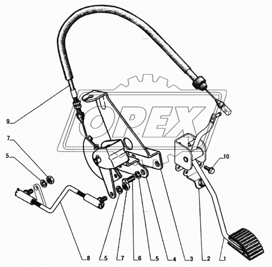 33104-1108050 Трос газа ф8 L=780 в оплетке с наконеч. ф5/ухо акселератора Валдай АвтоТрос