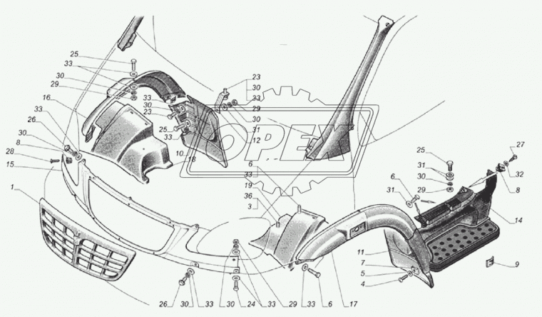 33104-8403026 Арка переднего крыла правая ГАЗ-3310 "Валдай" (934х361х160) ГАЗ