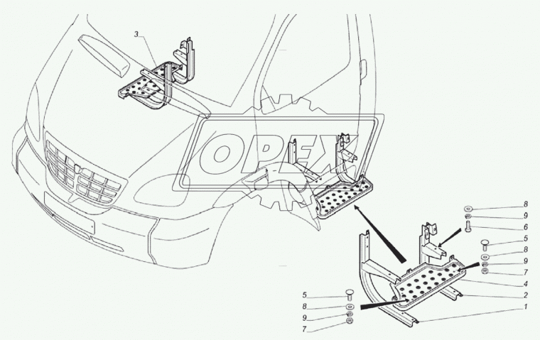 33104-8405380 Подножка дополнительная правая ГАЗ-33104,33106,Валдай ГАЗ