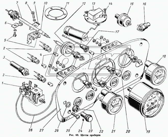 53-3709030 Гайка С/И крепления центрального переключателя света ГАЗ-53