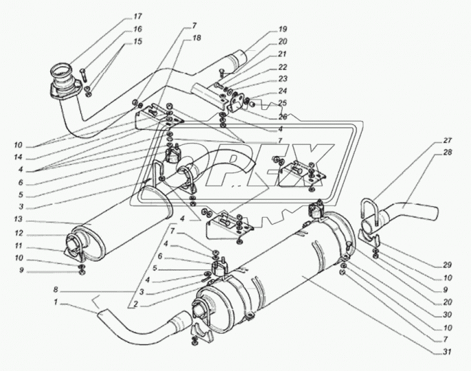 330242-1202008 Резонатор L=560 с крючком под подушку ГАЗ-3302,2705,3221 (дв.ГАЗ-560,Штайер) ГАЗ
