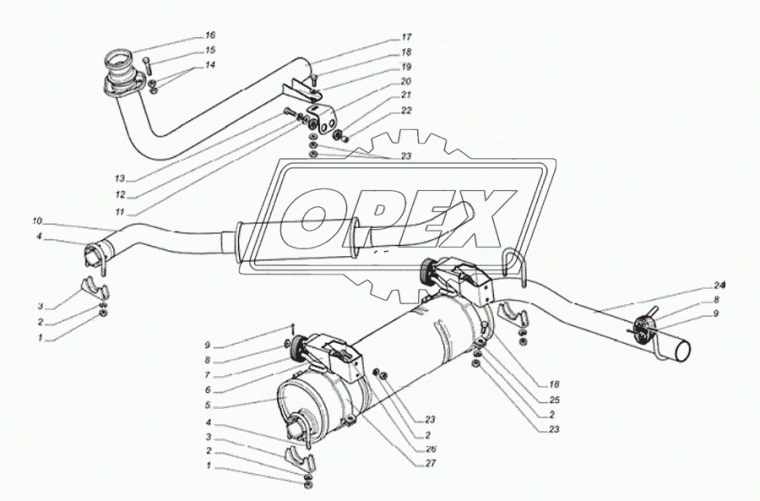 330242-1203010-20 Труба приемная L=900 ф50/треуг фл 3отв.ф10 Газель,Соболь (дв.ГАЗ-560,Штайер) с кронштейном (680х315х0) ГАЗ