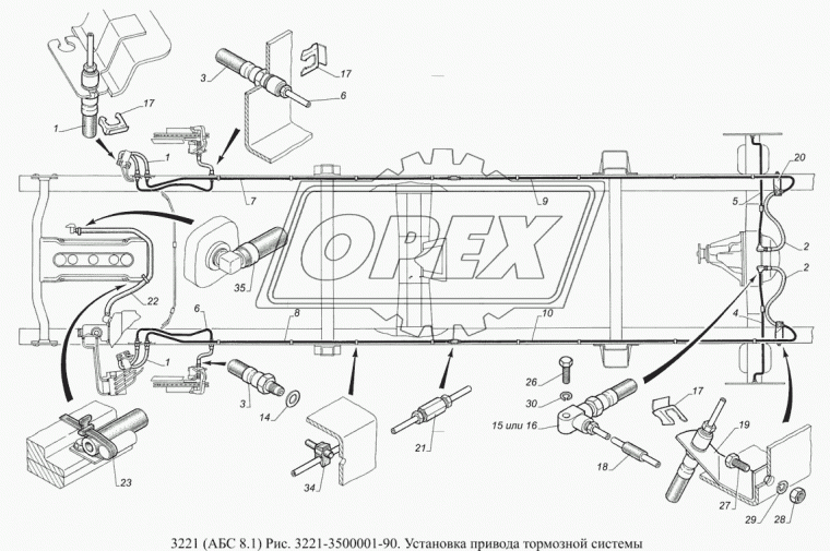 3310-3506033 Фитинг (угольник); Рвнутр=М10х1,5/М10х1,5 L=35х42 с ушком; тормоз. шланга Газель,Соболь,Некст ГАЗ