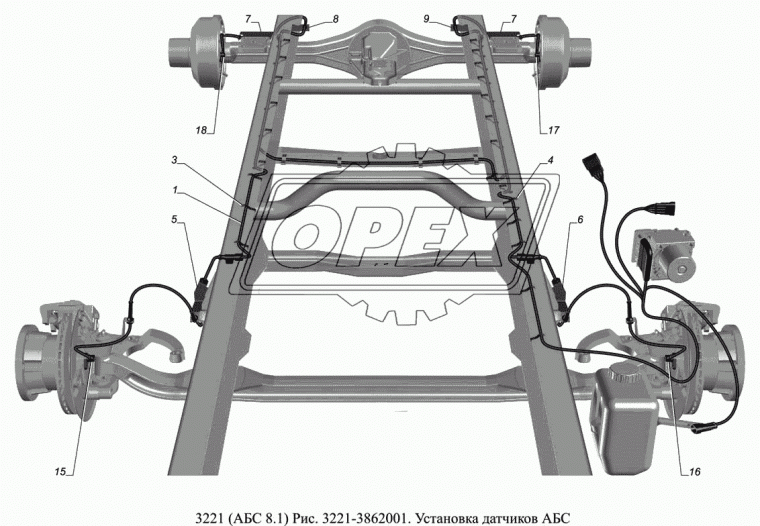 3221-3862150-10 Жгут АБС Газель-Бизнес к гидроагрегату (модулятору) Евро-3 ГАЗ