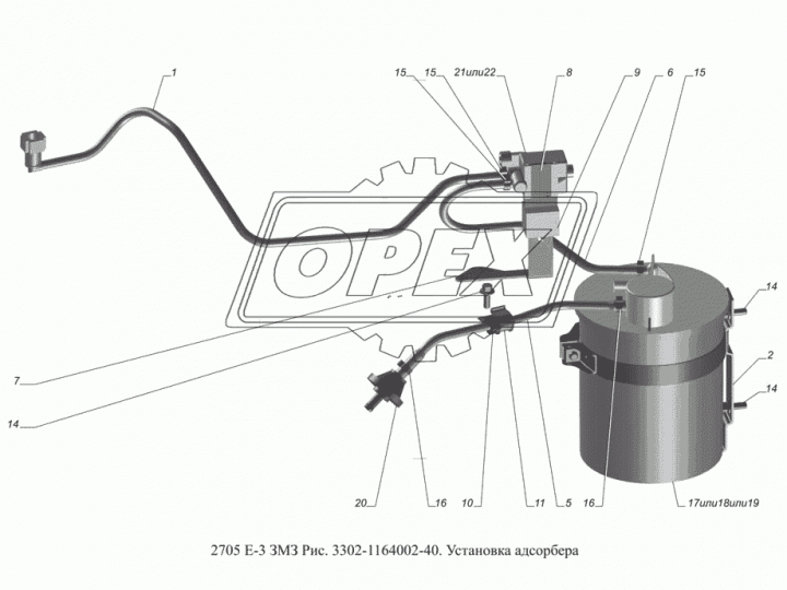 3302-1164200-10 Кронштейн адсорбера с хомутом Газель (дв.ЗМЗ-40524,УМЗ-4216) Евро-3 ГАЗ