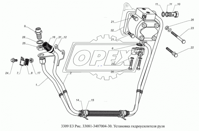 33081-3408198-30 Трубка (медь) ф12; L=1000 Г=М18+К22/под шланг ф16 с пружиной, ГАЗ-33081,3309 всасывающая ГУР ЕВРО-3 ГАЗ