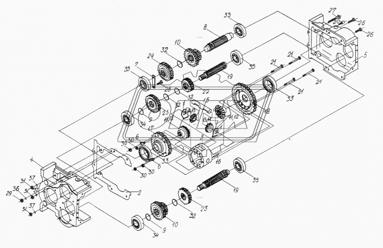 3518020-46007 Вал промежуточный коробки диапазонов ведущего моста l=260 Дон-1500А/Б МЗШ